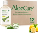 AloeCure USDA Organic Aloe Vera Juice Lemon Flavor - Made Within 12 Horas of Harvest - Natural Digestive Supplement for Balanced Stomach Acidity - Support Digestive and Imune Health, 12 Btls x 16.7oz