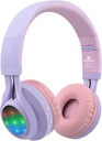 Riwbox WT-7S Kids Bluetooth Headphones para cima, Sero sem fio dobrável, com controle de microfone e volume, confortável e durável, para PC / Tablet / TV / Viagens (Purple)