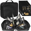 Caso de organizador de jóias de viagem, Bolsas de jóias Binder livro de armazenamento de jóias com zíper transparente bolsa de veludo para viajar,Earrings, Anéis, Colar, Pulseira