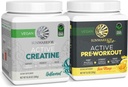 Ativo Pré-treino Hydration Mistura & Creatina Mono-hidratado em pó conjunto e salvar não-GMO Soja Dairy Filler & Gluten Free (60 Servings Unflavored Creatine, 30 Servings Yuzu Mango Pre Treinout)