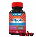 Óleo de Krill Antártico 1000mg, suplemento Omega 3, EPA, DHA, fosfolipídios e astaxantina- 120 Softgels