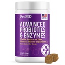 Pet MD Probióticos e Enzimas para Cães - Gut Health Mastiga com Prebióticos - Ajuda Digestiva para Cães com Estômago Chateado, Diarréia, Obstipação ou Gás - Probióticos Funcionais para Cães - 60 ct
