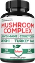 Satoomi 10in1 Lions Mane Supplement Complex - Misturado com Cordyceps Sinensis, Cogumelo Reishi, Cogumelo de cauda de Turquia e Outros - 90 Contagem por 3 meses