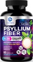 Psyllium Husk Fiber Supplement 1500mg - Vegan Prebiótico, Fibra Solúvel para Saúde Digestiva Diária & Regularidade Suporte, Natural Psyllium Powder Caps, Livre de Açúcar, Não-GMO & Gluten-Free - 60 Cápsulas