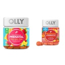 OLLY A Gummy Multivitamin pré-natal essencial, suprimentos de 30 dias (Gummies), doce, ácido fólico & probiótico + goma prebiótica, suporte digestivo e saúde do intestino, 500 milhões de UFC, fibra