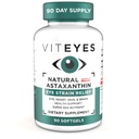 Viteyes Astaxantina Natural, Aliviar Olhos Cansados e Eye Strain, Fonte de Algae, Hidratação da Pele, Coração e Saúde do Cérebro, 4 a 8 mg Astaxantina Natural, 90 Softgels