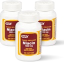 Rugby Timed-Release Niacin 1000mg Suplemento dietético para adultos para suporte de energia, circulação e metabolismo, 100 Captabs (Pacote de 3)