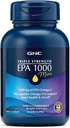 GNC Triple Strength Fish Oil EPA 1000 Mini, 1000mg Omega 3, Mini Softgels, Suporta Olho, Cérebro, Pele, Triglicéridos Saudáveis, Coração, Junta, Revestido para Controle Peixinhos, 45 Servings