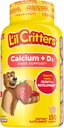 L’il Critters Cálcio + D3 Suplemento diário Gummy para crianças, para suporte ósseo, laranja, morango e cereja sabores, 150 chicletes