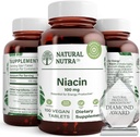 Natural Nutra Niacin Suplemento para energia, ajudar a manter as gorduras do corpo, melhorar a digestão, promover a saúde da pele, aumentar a energia e função do cérebro, não-GMO, sem glúten, 100 mg, 100 comprimidos (Pacote de 2)
