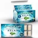 AshwaGum RELAX Gum por BetterGum, Suplemento de alta potência com KSM 66 Ashwagandha e Gaba, Suporta estresse e alívio da ansiedade, Suporte de cortisol, Alternativa para chicletes, Livre de açúcar, 10 Peças - 6 Pack