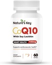 CoQ10 chave da natureza 200mg Softgels - 3X melhor absorção água coenzima solúvel Q10 para saúde do coração com 50mg de lecitina de soja - 1 mês de fornecimento (60 conta)