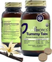 SUNBIOTICS Abas de barriga - comprimidos probióticos e prebióticos mastigáveis com 18 bilhões de UFC de 4 estirpes probióticas para boa flora, sistema imunológico e microbioma equilibrado - baunilha, (Pacote de 1)