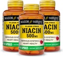 MASON NATURAL Niacin 500 mg Livre de Flush, Suporta Saúde do Coração, Sistema Nervoso e Produção de Energia, 60 Cápsulas, Embalagem de 3