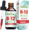 Por que não natural orgânico vitamina B12 líquido - Sublingual força extra 60 x 5000 mcg metilcobalamina gotas, Vegan, Maximizar absorção e energia