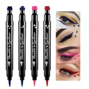 BINGBRUSH Caneta de Eyeliner de Selo Líquido de Duas faces, Face Selos Maquiagem Extremamente Black Waterproof Slim Gel Felt Tip High Black Pigment Liquid Eyeliner & Seal resina para tips de gel(Colorful)