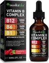 Vitamina B12 gotas líquidas - Vitamina B12 gotas sublinguais orgânicas - Vitamina B-Complexo B5 ácido pantotênico - Vegan B12 Sublingual 5000 mcg com vitamina B6, líquido B12 Metilcobalamina Suporta