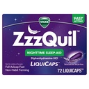 ZzzQuil LiquiCap Sleep Aid, Difenidramina 25mg HCl, Sono Aids para adultos, Nighttime Sleep Aid, 72 LiquiCaps