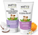 Matys Baby Eczema & Multipurpose Pomada 2pk Combo para bebês 3 meses +, Soothe Eczema & Nurish Dry Skin, Esteróide / Petróleo livre, 3,75 oz cada tubo