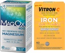 Suplemento de ferro de alta potência Vitron-C, 60ct e Mag-Ox 400 Magnésio Suplemento Mineral 60ct