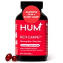 HUM Red Carpet Pele & Vitaminas capilares para mulheres com ácidos gordos Omega 3, vitamina E, e óleo de semente de groselha preta, Suplemento para a saúde da pele e saudável cabelo Folículos Suporte, 60 Contagem