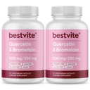 BESTVITE Quercetina com bromelaína 500mg/250mg (240 Cápsulas vegetarianas) (120 x 2) - Sem estearatos - Sem Dióxido de Silício - Vegan - Não OGM - Gluten Free
