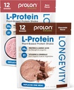 Prolon Longevidade Planta Based Protein Powder (Síntese e reparação muscular), Envelhecimento saudável, Melhor desempenho , Vitaminas, Glúten Livre, Aminoácidos, 25g de proteína, Chocolate e Berry, 24 pacotes