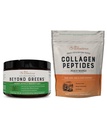 Live Conscious Beyond Greens & Collagen Peptides Peach Mango, Cogumelo Café Alternativa Baixo Cafeína + Cabelo, Pele, unhas e Apoio Conjunto