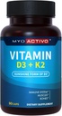Suplemento de vitamina D3 K2 5000 UI e 200 mcg - alta absorção D3, patenteado MK7 & MK4, saúde do coração, suporte imunológico, 90 cápsulas vegetarianas