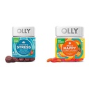 OLLY Adeus Stress e Olá feliz Gummy Starter Pack Bundle, Mantenha a calma, apoio ao humor, 42 e 60 Conde