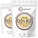 2 Embalagem Vitamina D3 10000 iu Plus K2 (MK-7) 200 mcg, 300 Virgin Coconut Oil Softgels 2 em 1 Complexo de Vitaminas D & K Suporta Absorção de Cálcio, Osso, Imune, & Saúde do Coração – Fácil de Engolir
