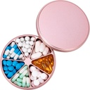 Organizador de comprimidos de metal 7 compartimentos Dispensador de comprimidos - Caixa de comprimidos resistente à água Contentor de comprimidos grande caixa de pílulas diária Medicine Holder for Medication Vitaminas Fish Oils Supplements, 0.39lb (Pink)