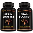 Vitaminas Vitaminas Vitais Suplementos Cérebro para Memória e Foco (2-Pack)– Nootrópico Brain Booster com Ginkgo Biloba, Rhodiola, B12 – Suporte gratuito de cafeína para adultos e idosos – Fornecimento de 60 dias