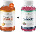 Natural BioScience Sugar Free Vitamina D3 K2 Gummies 5000 UI & Zinc Gummies 50 mg, Força extra, Suporte imunológico, Saúde óssea, Saúde do coração, Suporte da pele, 60 Vitaminas Gummy
