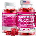 Quercetin Gummies - 2500MG com Bromelain, L-Theanina - gomas de apoio imunológico Alergia alívio & saúde pulmonar para crianças e adultos