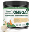 ZEBORA Omega 3 óleo de peixe para cães, Wild Caught Dog Fish Oil, EPA & DHA, Krill Oil, Kelp, Pele e casaco Suplemento, Anti coceira e derramamento, apoiar pele seca, saúde conjunta, alívio de alergia do cão