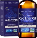 Líquido de óleo de fígado de bacalhau islandês, limão (16 onças) - Vitaminas A & D, EPA & DHA - Ajuda a visão, membranas de pele e função imunitária - MSC Certified, Non-GMO