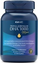 GNC força tripla DHA 1000 Mini Omega 3 Suplemento, 1000mg, ultra concentrado, alta potência, suporta o desenvolvimento do cérebro e visão saudável, arroto, 90 Mini Softgels, 45 SVG, 45 dia fornecimento