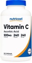 Nutricost Vitamina C 500mg, 240 Cápsulas, Vegetariana, Glúten Livre & Não-GMO