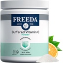 FREEDA Buffered Vitamina C Pó – Gentil no estômago, Kosher & Vegan, Suporte imunológico de alta absorção, Suplemento antioxidante de Ascorbato de cálcio sem açúcar (16 onças)