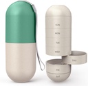 Zannaki atualização grande compartimento fibra de grão prova de umidade bonito semanal comprimido organizador, marcas de escultura a laser, BPA livre viagem caminhada 7 dia caixa de pílulas caso para segurar pílulas, Vitaminas, óleo de peixe, suplementos