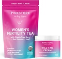 Rosa Cegonha Fertilidade Chá e Creme de Yam Selvagem para Mulheres, Fertilidade, Ovulação, Concepção e Equilíbrio Hormônio para Mulheres com Berry de Árvore Caste (Vitex) - Duo