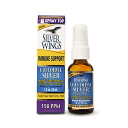 Caminho natural Asas de prata Coloidal Silver 150ppm (750mcg) w/Echinacea & Orégano Imune Suporte Suplemento - 1 fl. oz Spray