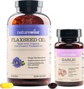 NatureWise Organic Flaxseed Oil Max 720mg ALA - Óleo de Linho de maior potência Omega 3 Alho Odorless Softgels 1500mg Suporte dentes e saúde do sistema imunológico