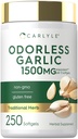 Carlyle Odorless Alho Softgels 1500mg Contagem de 250 Não-GMO, Extrato sem glúten Suplemento