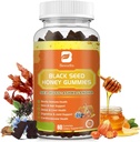 Pastilhas de musgo do mar de semente preta com Ashwagandha, Root Burdock, Linden Honey, Elderberry, Açafrão, Vitamina C, D3 & Zinco - Suporta Imunidade, Juntas, Digestão, Cabelo & Pele, Gummies Vegan 60 Condes