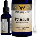 Bem-estarOne iônico Potássio Suplemento - gotas de cloreto de potássio para absorção rápida - Boost Imune System & Muscle Function - EUA Testado, Vegan, Não-GMO, Glúten Livre, Sem sabor, 1,67 fl oz
