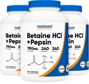 Nutricost Betaine HCl + Pepsin 790mg, 240 cápsulas, 3 frascos (720 cápsulas)