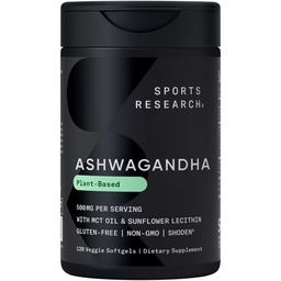 Sports Research® Ashwagandha Softgels com óleo de coco MCT - Natural Adaptogen Ayurvedic Made with Shoden® Ashwa para relaxar, calma e apoio ao sono - Gluten Free & Vegan Friendly - 120 Contagem