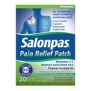 Salongas Pain Relief Patch, 20 Contagem (Pacote de 1), Até 12 horas de alívio temporário de leve a moderada dor, dor nas costas, dor muscular, estrias, contusões
